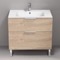 Free Standing Bathroom Vanity, Modern, Chrome Handles, 32